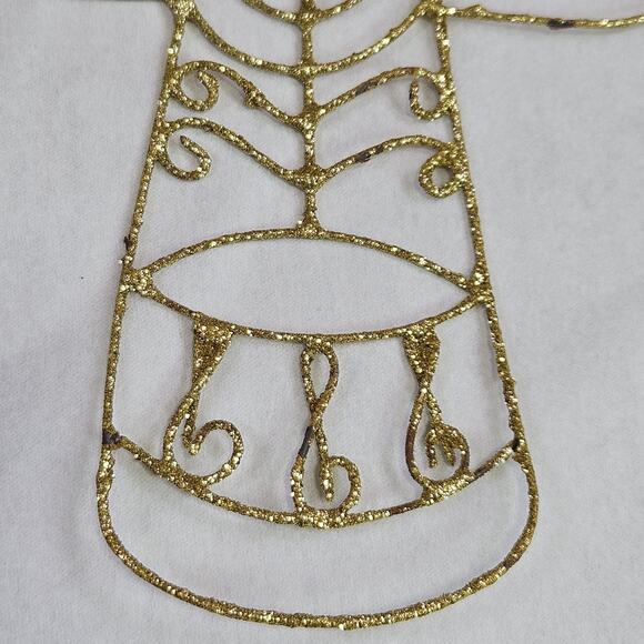 Vintage Christmas Angel Ornament Twisted Wire Gold Glitter Sparkle Metal Retro - Picture 4 of 11